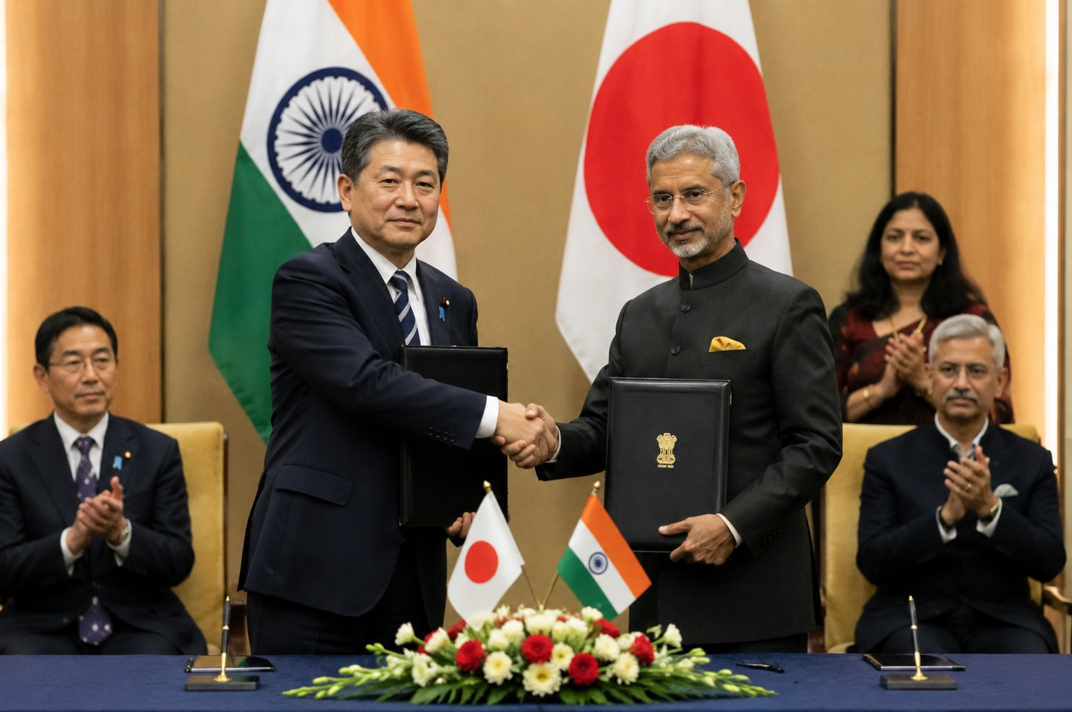 Delegates from India and Japan participate in a bilateral meeting focused on technology, energy and economic cooperation.