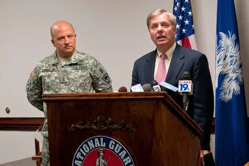 U.S. Senator Lindsey Graham speaking during a press conference.